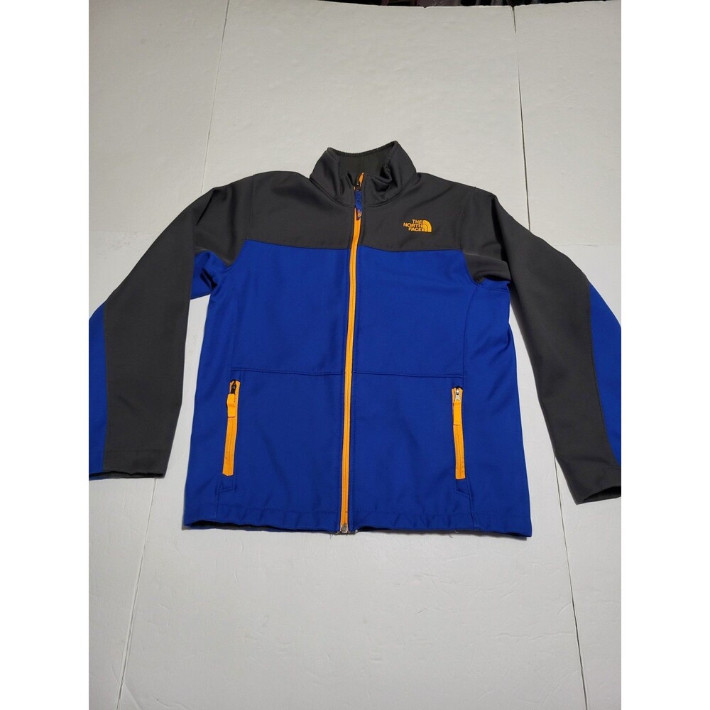 (#16) The North Face Full Zip Fleece Jacket Size Boys Large (14-16) Blue & Grey